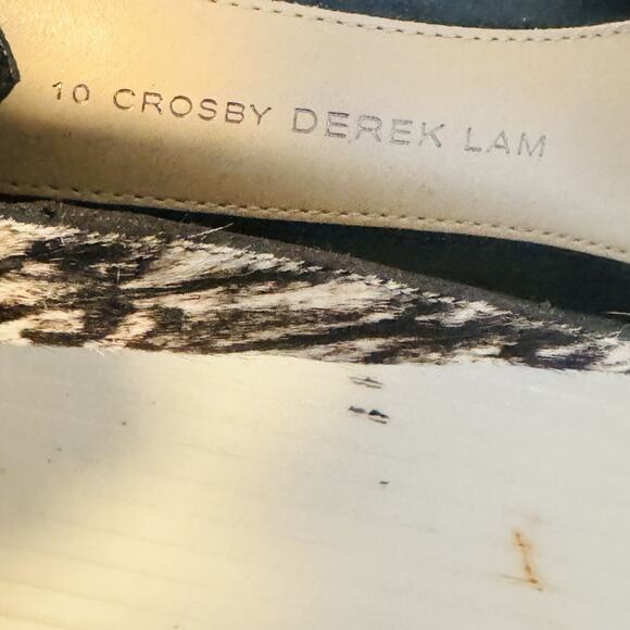 10 Crosby Derek Lam Shoes Womens 10 Black Animal Print Loafer Block Heel Pony - Picture 11 of 13
